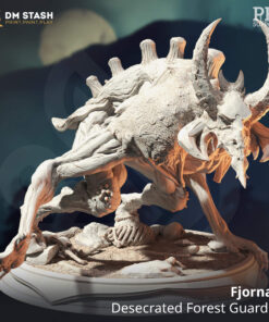 A fantasy creature with horns and a pointy skull as a face with long arms and legs as a physical miniature for dungeons and dragons