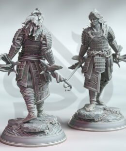 A samurai wielding a crooked katana in both hands