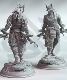 A samurai wielding a crooked katana in both hands