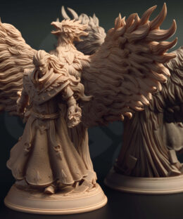 A magic holding mage with a big phoenix like bird behind him.