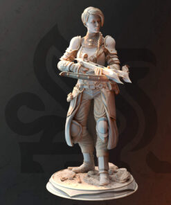 A huntress with a crossbow as a physical print for dungeons and dragons
