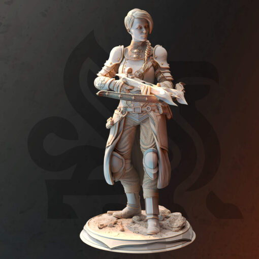 A huntress with a crossbow as a physical print for dungeons and dragons