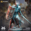 Physical miniature of a Paladin with sword and shield for dungeons and dragons