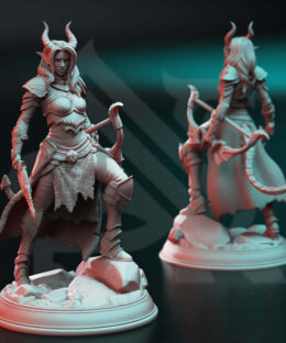 Demon huntress with a bow and dagger, it's a physical print for dungeons and dragons