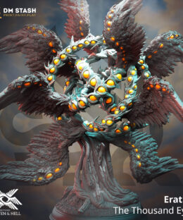 A biblically accurate angel with wings, and eyes, it's a physical print for dungeons and dragons