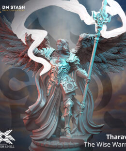 Physical miniature of a Godly Human holding a staff and casts magic for dungeons and dragons