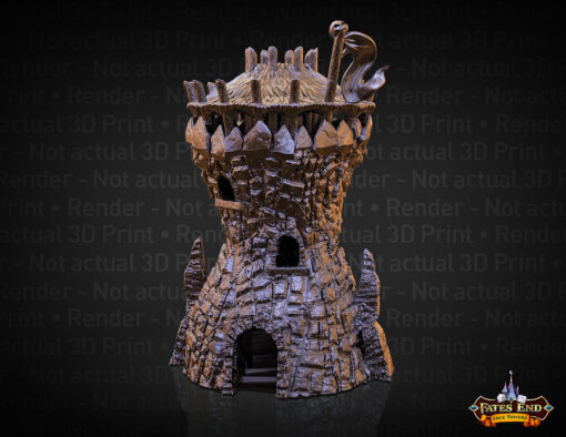 A dice tower in the style of a goblin guard tower