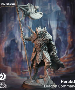 A Dragon humanoid holding with a flag