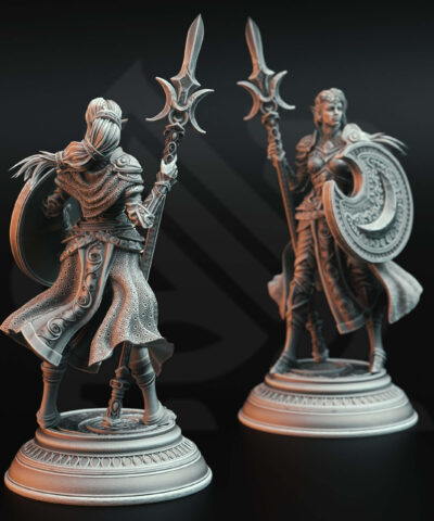 An elf with a halbert and shield