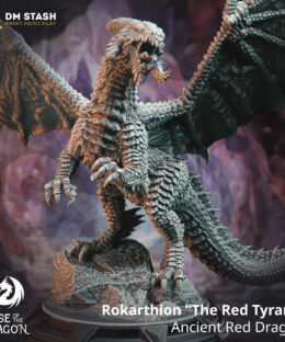 A big dragon with two tongues and standing on a rock