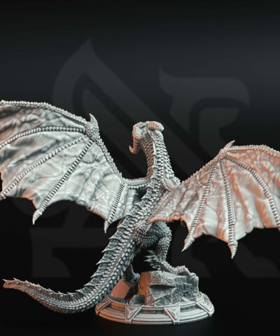 A big dragon with two tongues and standing on a rock