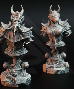 A dragon humanoid bust