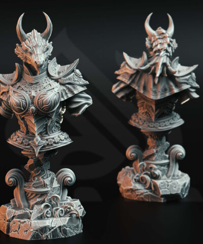 A dragon humanoid bust