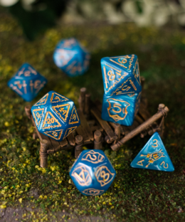 Boomer Dice Aquamarine & Gold