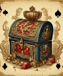 A Royal Mystery Box with decorations in the style of a playingcard
