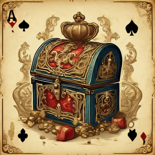 A Royal Mystery Box with decorations in the style of a playingcard