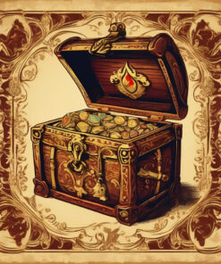 An open Medium Mystery Box with gold coins
