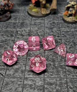 Transparent Pink Dice Set