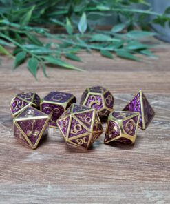 Golden with Purple Enamel Metal dice
