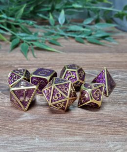 Golden with Purple Enamel Metal dice