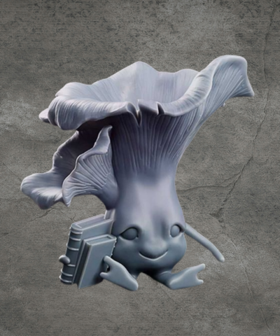 Joey the chanterelle with books