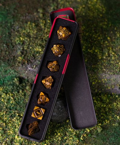 Gold Fractures | Heavy Metal Dice Set