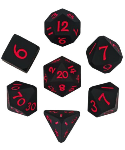 Black Silicone Dice 7-Piece Set (Corner Cut)
