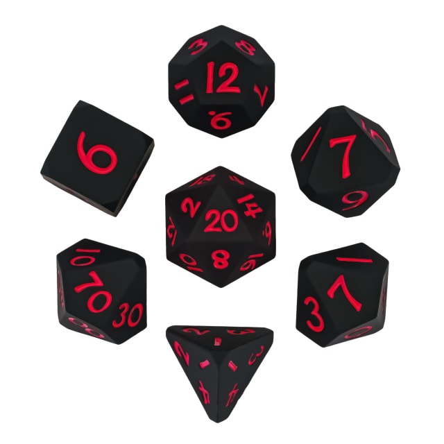Black Silicone Dice 7-Piece Set (Corner Cut)