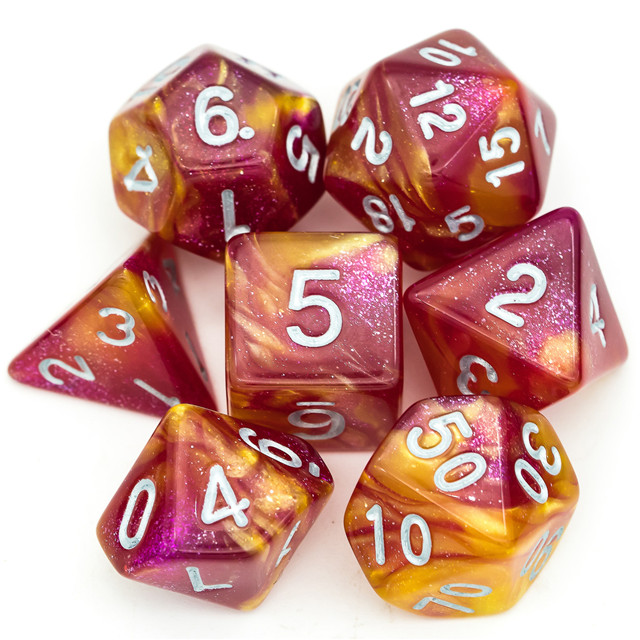 Purple & Yellow Color Mixed Glitter dice