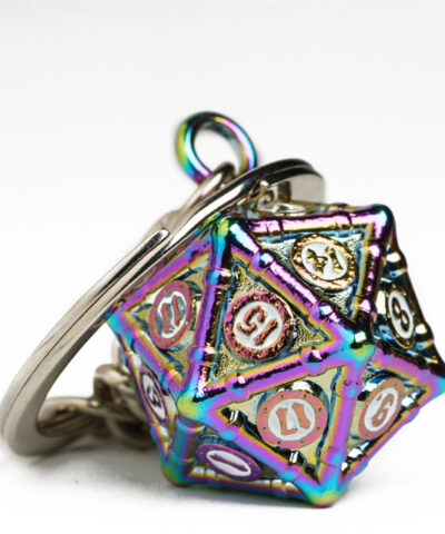 Rainbow D20 Keychain