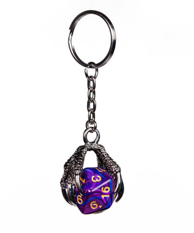 Purple & Blue D20 Mixed Color Dragon Claw Keychain