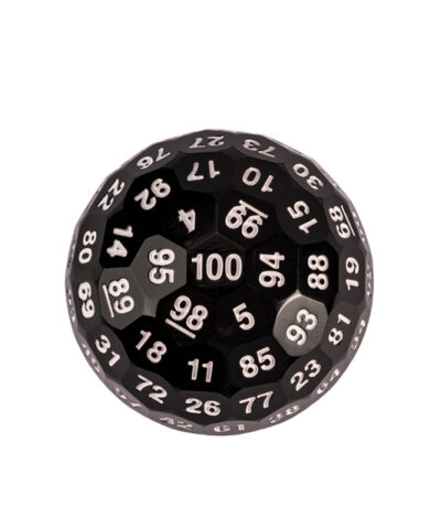 Black & White Solid 50mm D100 Dice