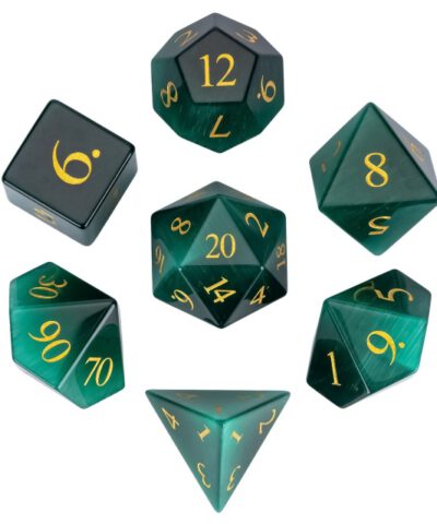 Green Cat Eye Gemstone Series Dice Black PU leather Hexagon Box