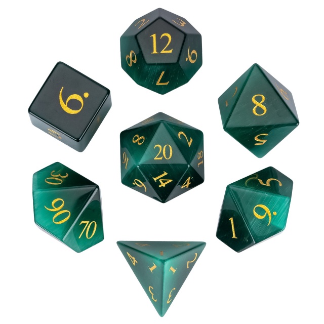Green Cat Eye Gemstone Series Dice Black PU leather Hexagon Box