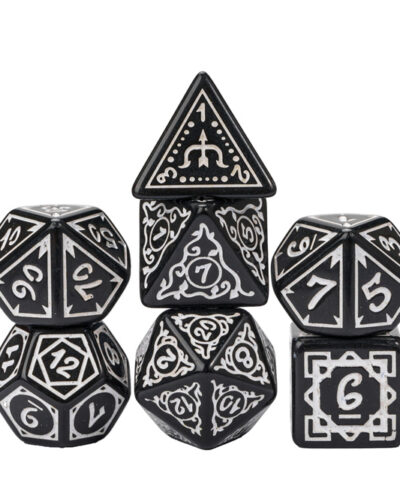 White Acrylic Pattern Dice (Druid)