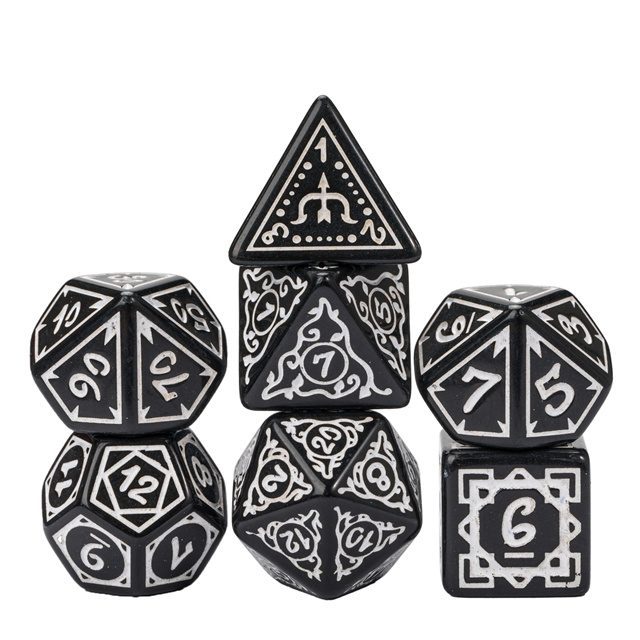 White Acrylic Pattern Dice (Druid)