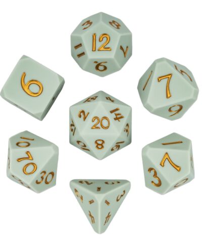 Green Silicone Dice 7-Piece Set (Corner Cut)