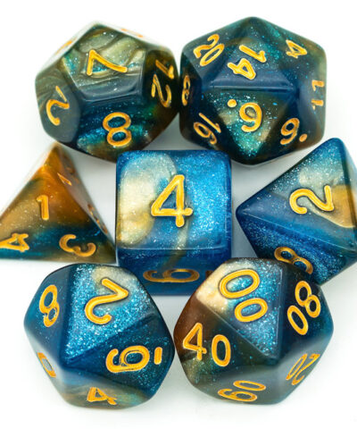 Blue & Yellow Color Mixed Glitter dice