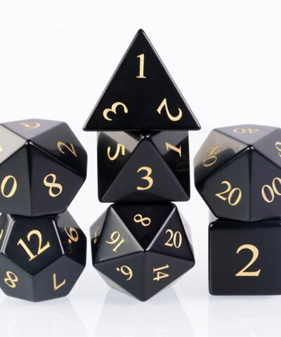 Glossy Obsidian Gemstone Dice
