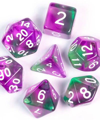 Purple & Green Transparent Mixed Color Dice