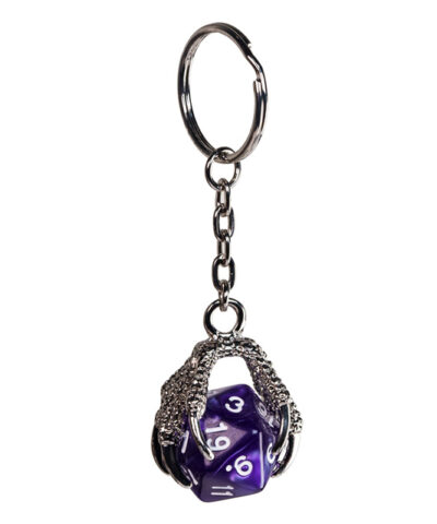 Purple D20 Dragon Claw Keychain