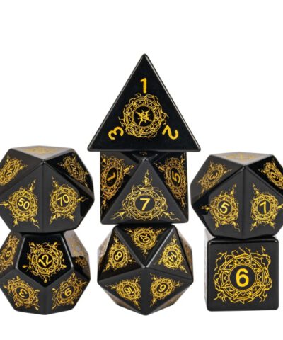 Lightning Pattern Obsidian Gemstone Dice