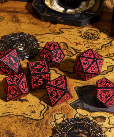 Red Acrylic Pattern Dice (Celtic Knot)
