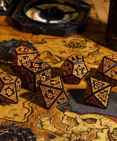 Orange Acrylic Pattern Dice (Celtic Knot)
