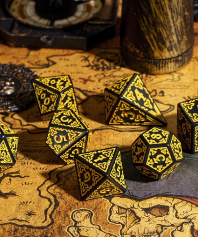 Yellow Acrylic Pattern Dice (Celtic Knot)
