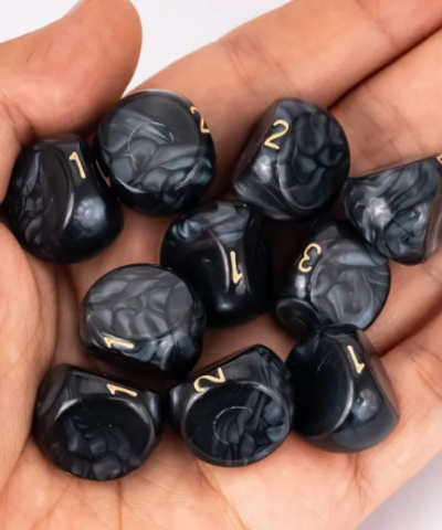 Black Acrylic Marbled D3 Dice