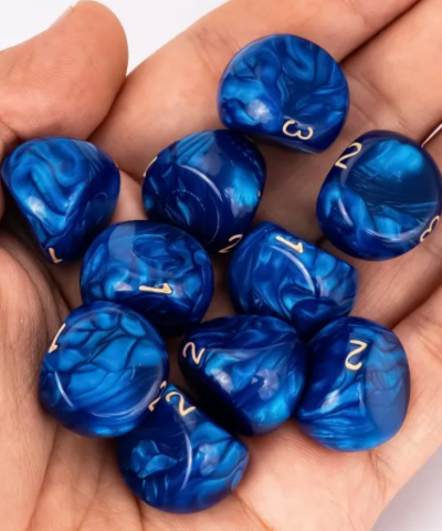 Blue Acrylic Marbled D3 Dice