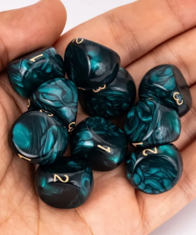 Green Acrylic Marbled D3 Dice