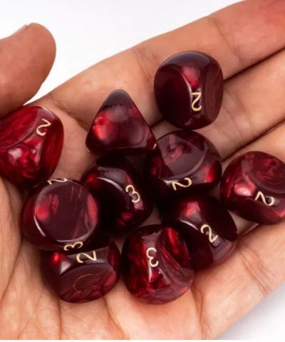 Red Acrylic Marbled Dice D3 Dice