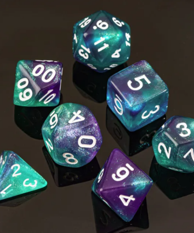 Green Blue Purple Acrylic Color Blend Glitter Dice